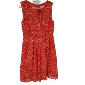 hi there from Karen Walker Dress Womens 6 Orange polka dot Sleeveless Fit Flare
